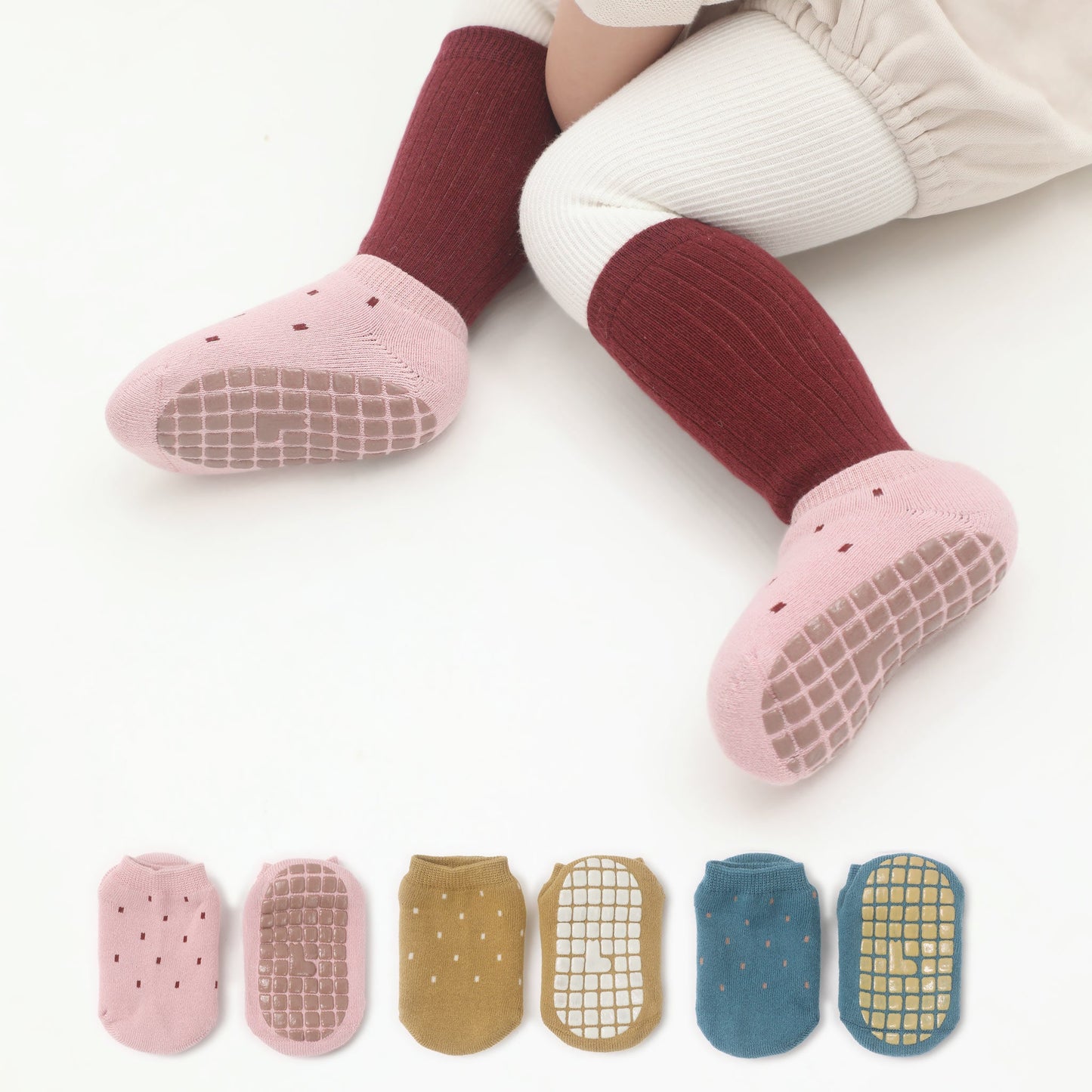 Warm Paws - 4 Pares de calcetines antideslizantes para bebés y niños pequeños