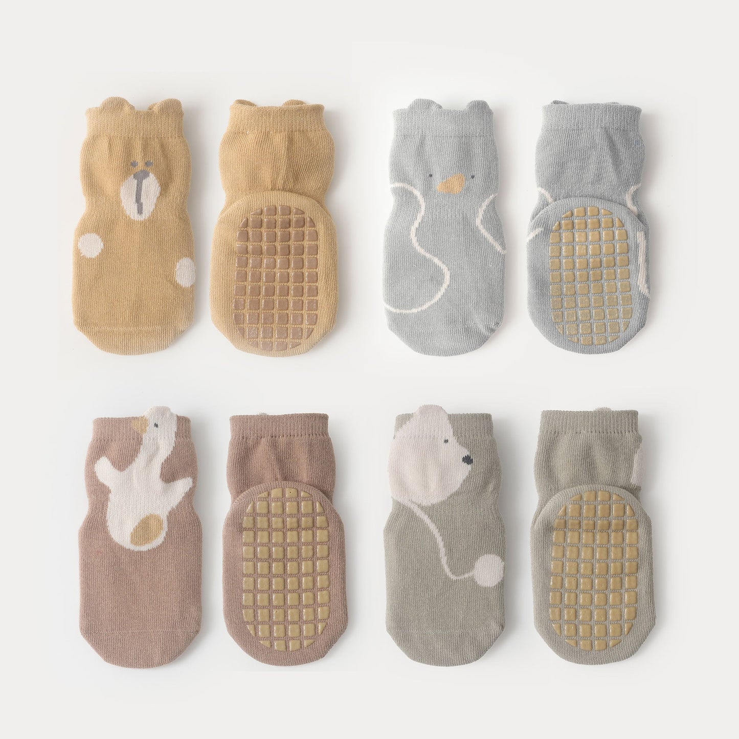Nuevos - Bears & Ducks - 4 Pares de calcetines antideslizantes para bebés y niños pequeños