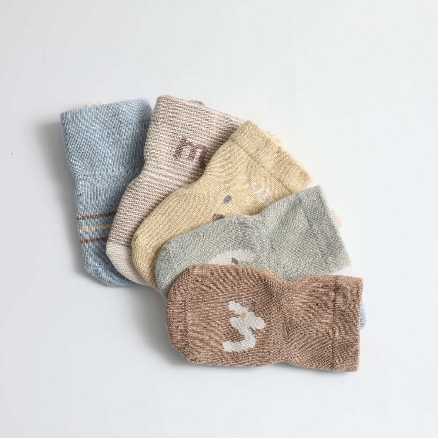 New- Hide & Seek- 5 Pairs of Stay-On Baby & Toddler Non-Slip Socks
