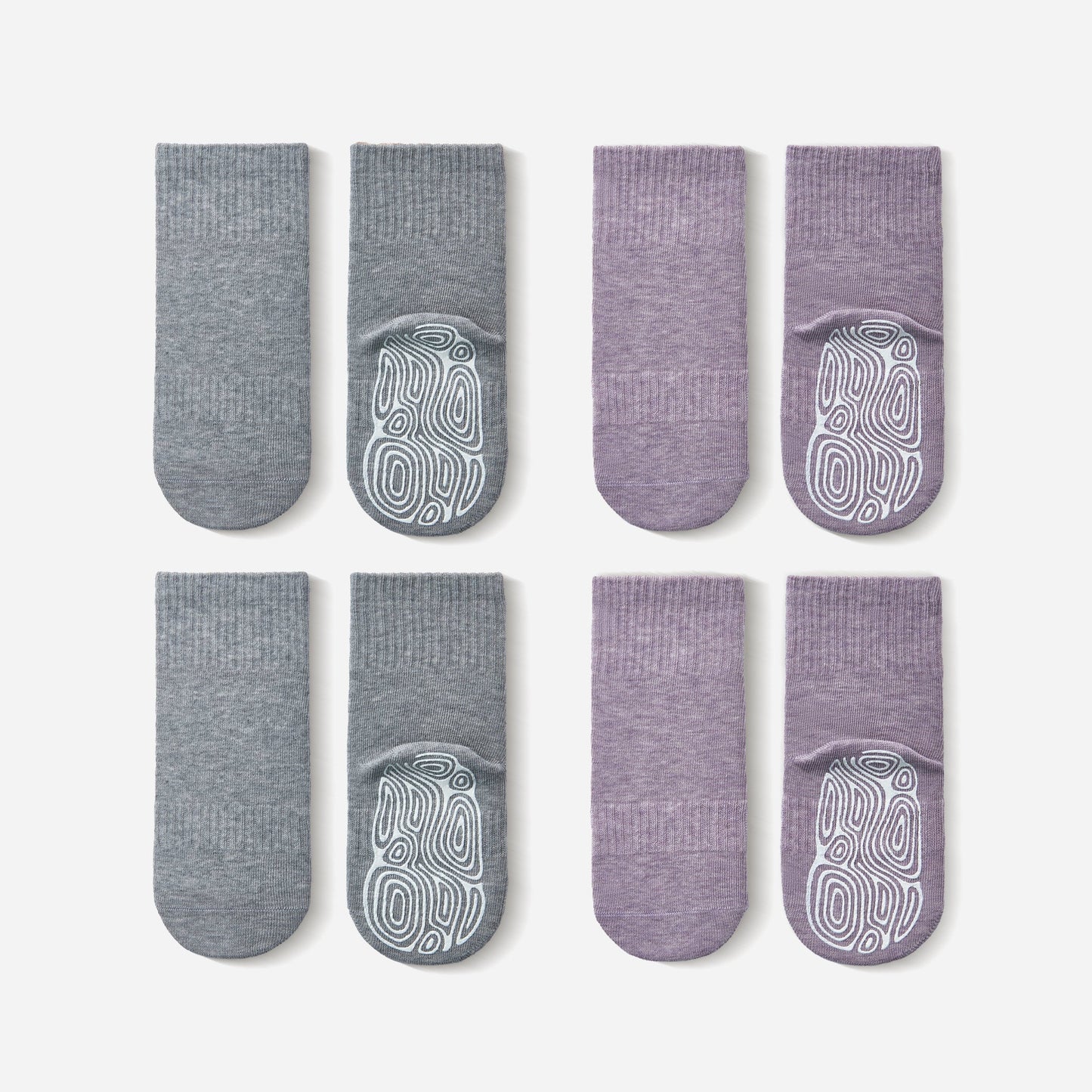 New- Organic Cotton Socks- Lavender & Grey- 4 Pairs of Stay-On Baby & Toddler Non-Slip Socks
