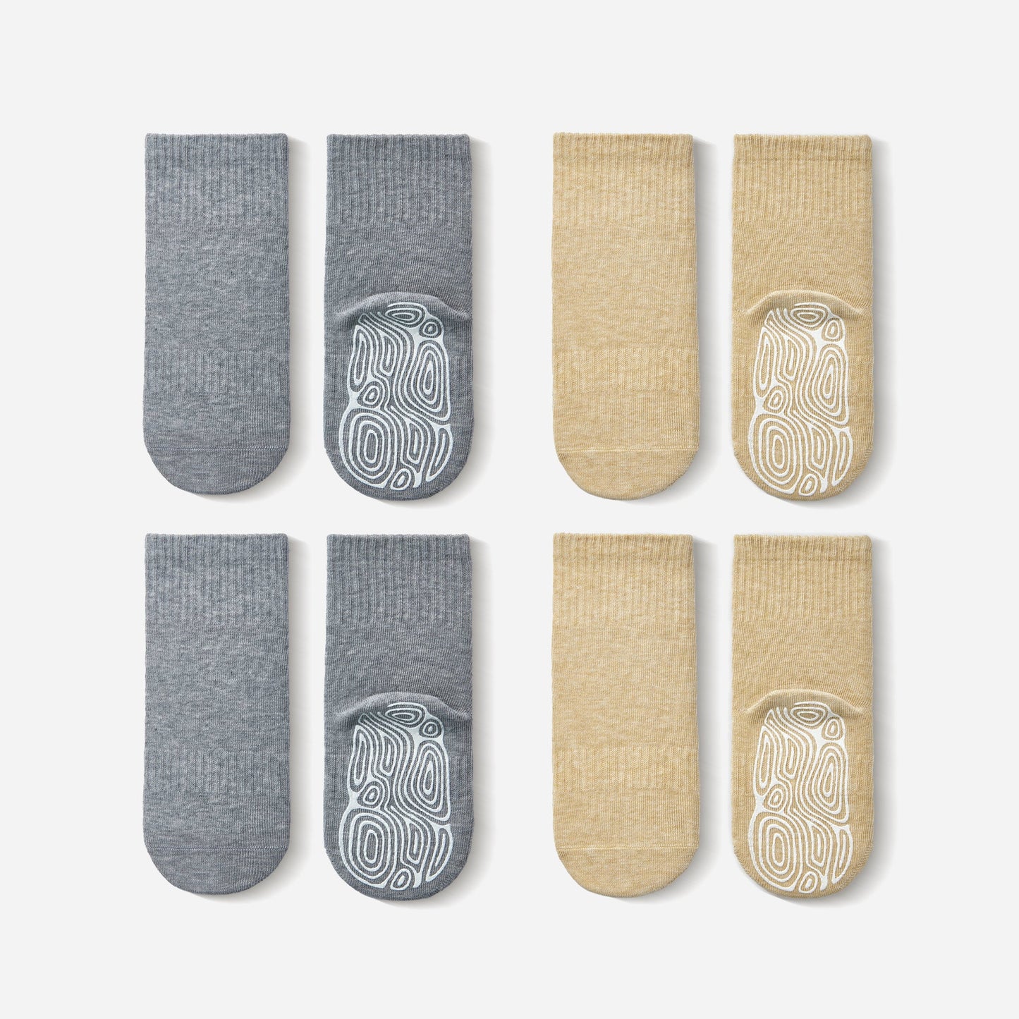 New- Organic Cotton Socks- Grey & Lemon- 4 Pairs of Stay-On Baby & Toddler Non-Slip Socks